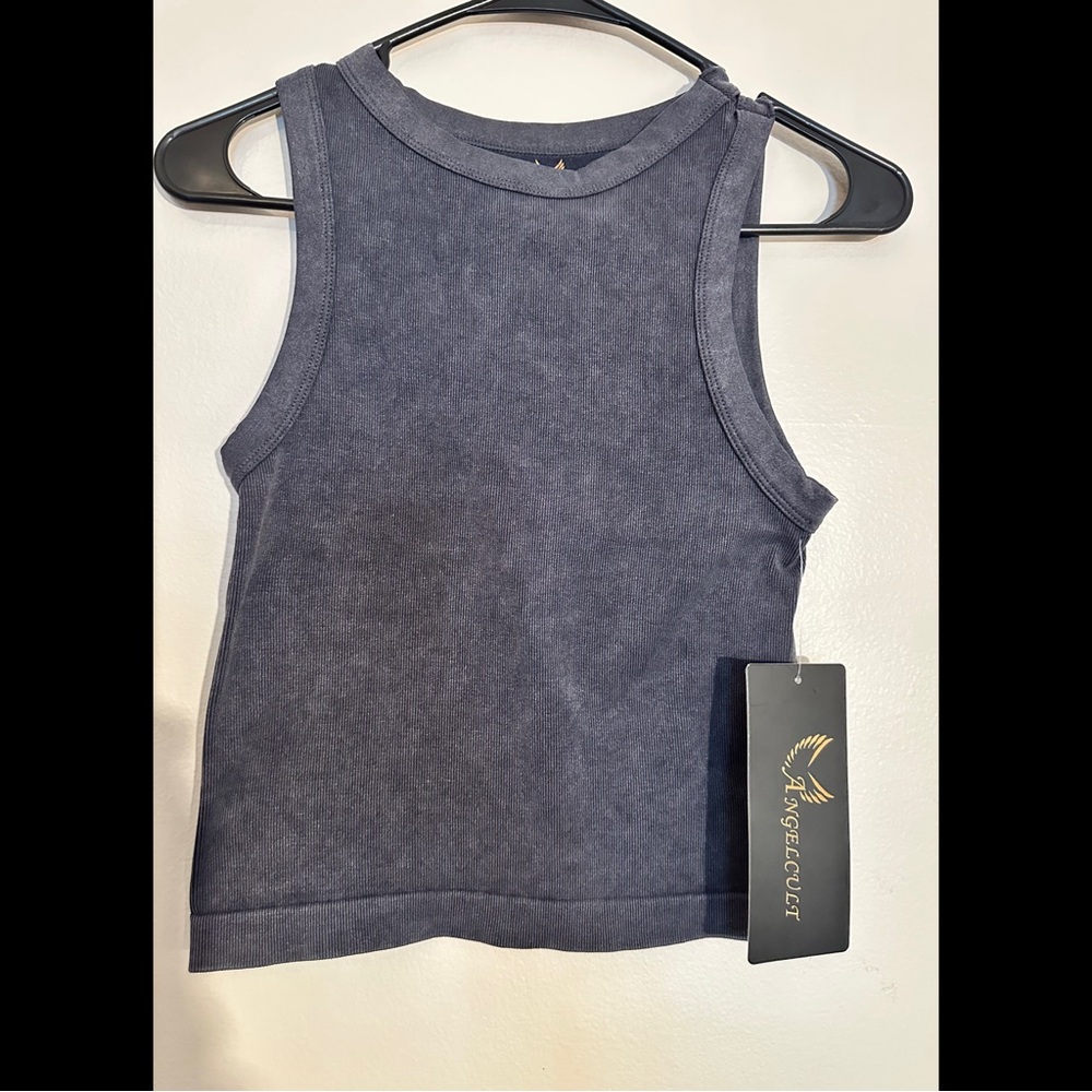 Angel Cult Blue GreyTank Top & Flared Pants Workout Set Y2K S NWT 90s 2000s - Picture 2 of 5